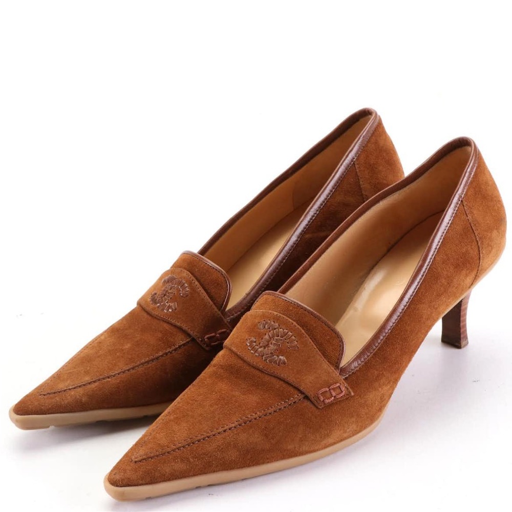 Chanel Brown Suede Pointed Toe Pumps Sz 39